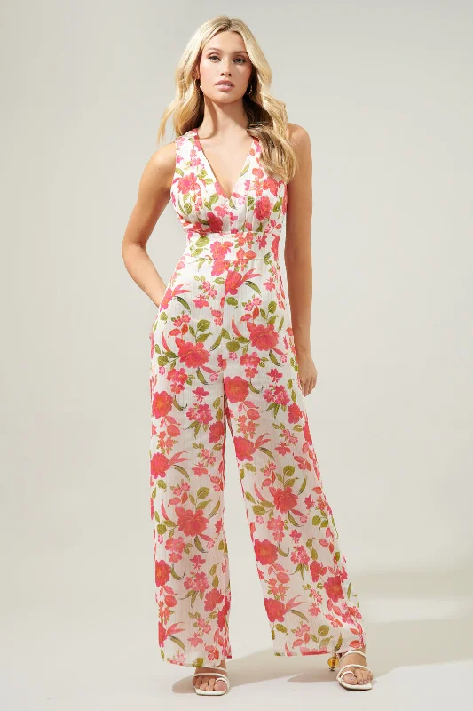 Belle Anse Floral Cait V Neck Jumpsuit