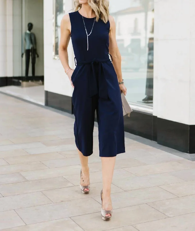 Rachel Crop Jumpsuit In Navy