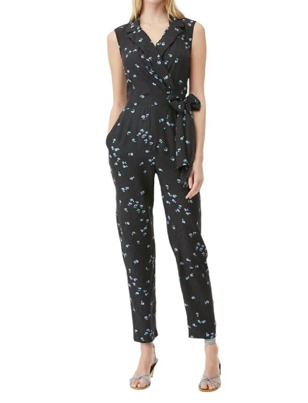 Tailored Leandra Fleur Silk Tie Waist Jumpsuit In Black