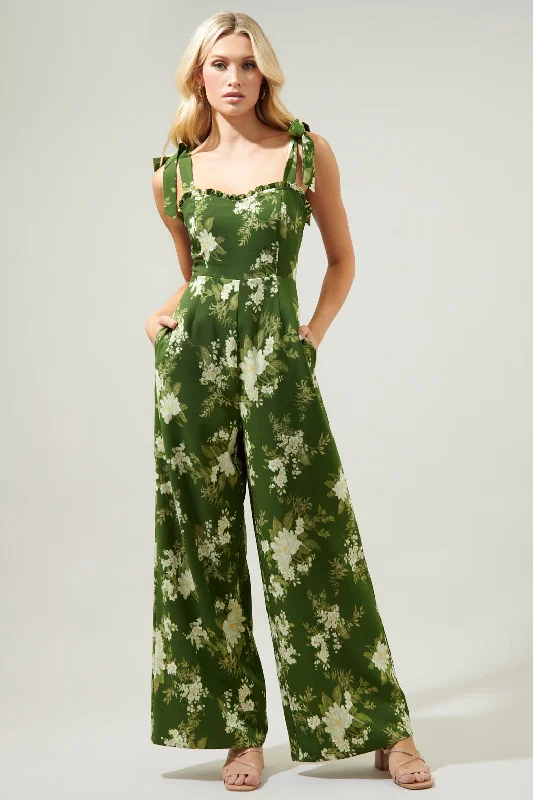 Vetiver Floral Dume Wide Leg Jumpsuit